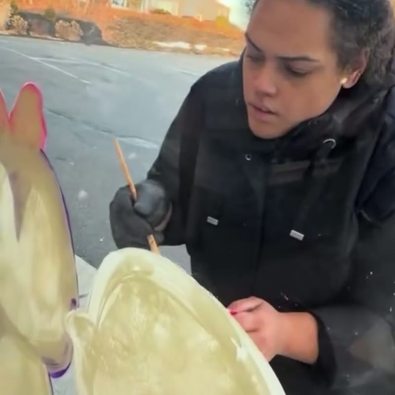 Finished window-painting signage for a local Connecticut business